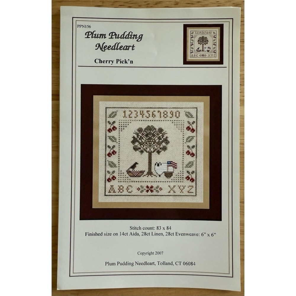 Plum Pudding Needleart Cherry Pick 'N Counted Cross Stitch‎ Pattern